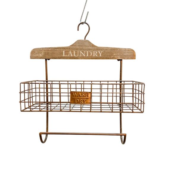 Vintage Rustic Style Laundry Wall Organizer Towel Holder - Picture 1 of 4
